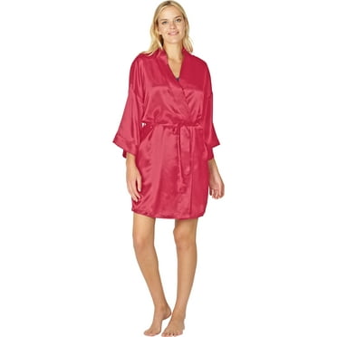 INTIMO Women's Knee Length Satin Robe with Tie Sleepwear