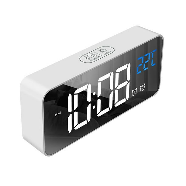 Surrme 1pc Digital Alarm Clock LED Digital Clock Digital Alarm Clock Rechargeable with Temperature Snooze 12 24 Hours 13 Songs
