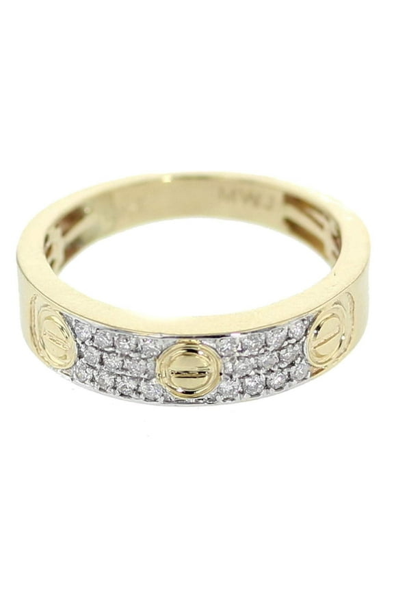 Yellow Gold Wedding Band Mens Love Ring 6mm Comfort Fit Diamond Ring 1/4ctw 10K