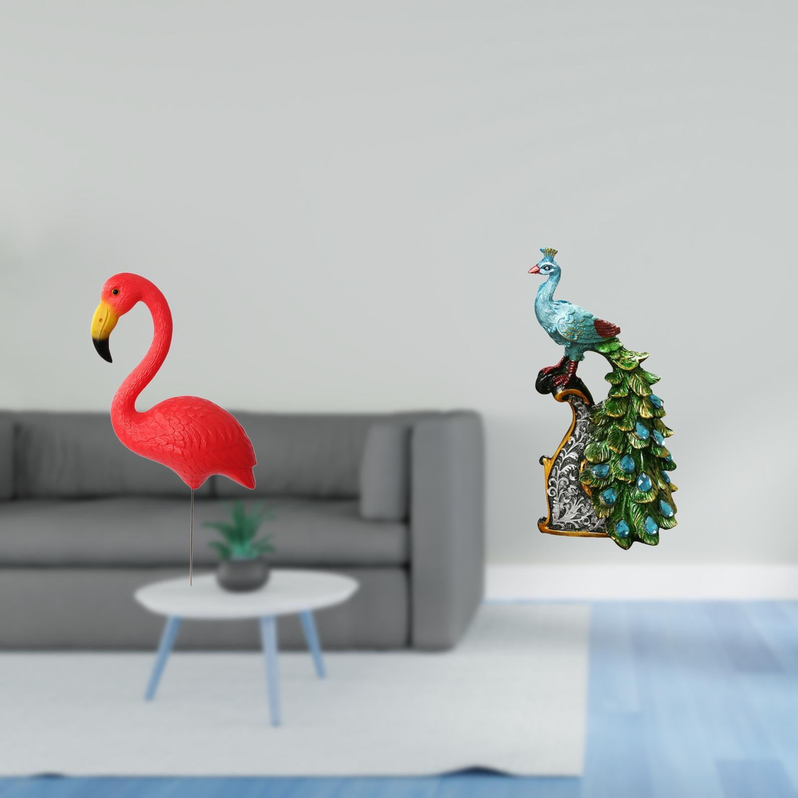 simhoa Flamingo Peacock Garden Sculpture Ornament for Holiday Spring Yard Art and Elegant Tabletop Animal Figurine for Home Bedroom Office Living Room Decoration