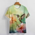 thumbnail image 3 of Flower Hummingbird Women's Short Sleeve T-Shirt Crew Neck Casual Summer Trendy Loose Fit Tops, 3 of 6