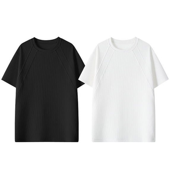 Men's Big and Tall Waffle Knit Shirts Short Sleeve Crewneck T-Shirts Solid Raglan Sleeve Casual Pullover Tees Size 5XL White
