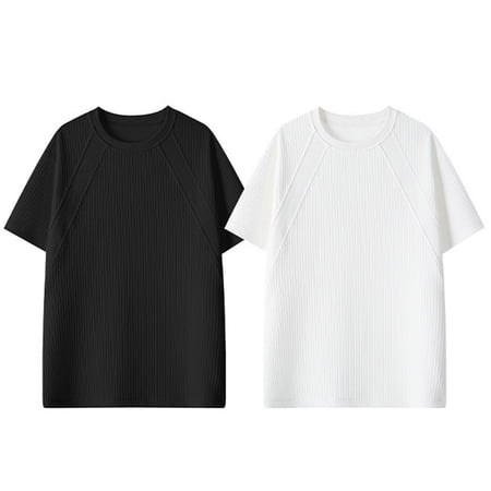 Men s Casual Short Sleeve Round Neck T-Shirt Top Blouse for Daily Wear Office Work Vacation Beach Outfits Classic Mens Apparel | Ihhxva White XL