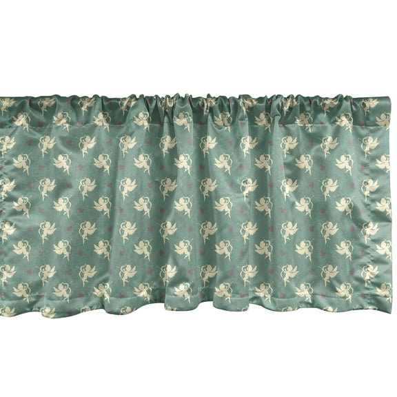 Ambesonne Green Window Valance, Greek Love Cupid, 54" X 18", Jade Green Purple Cream