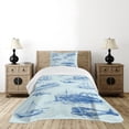 thumbnail image 4 of Ambesonne Nautical Quilted Bedspread Set 2 Pcs, Wildlife Shark Boat, Twin Size, Pale Blue Blue, 4 of 5