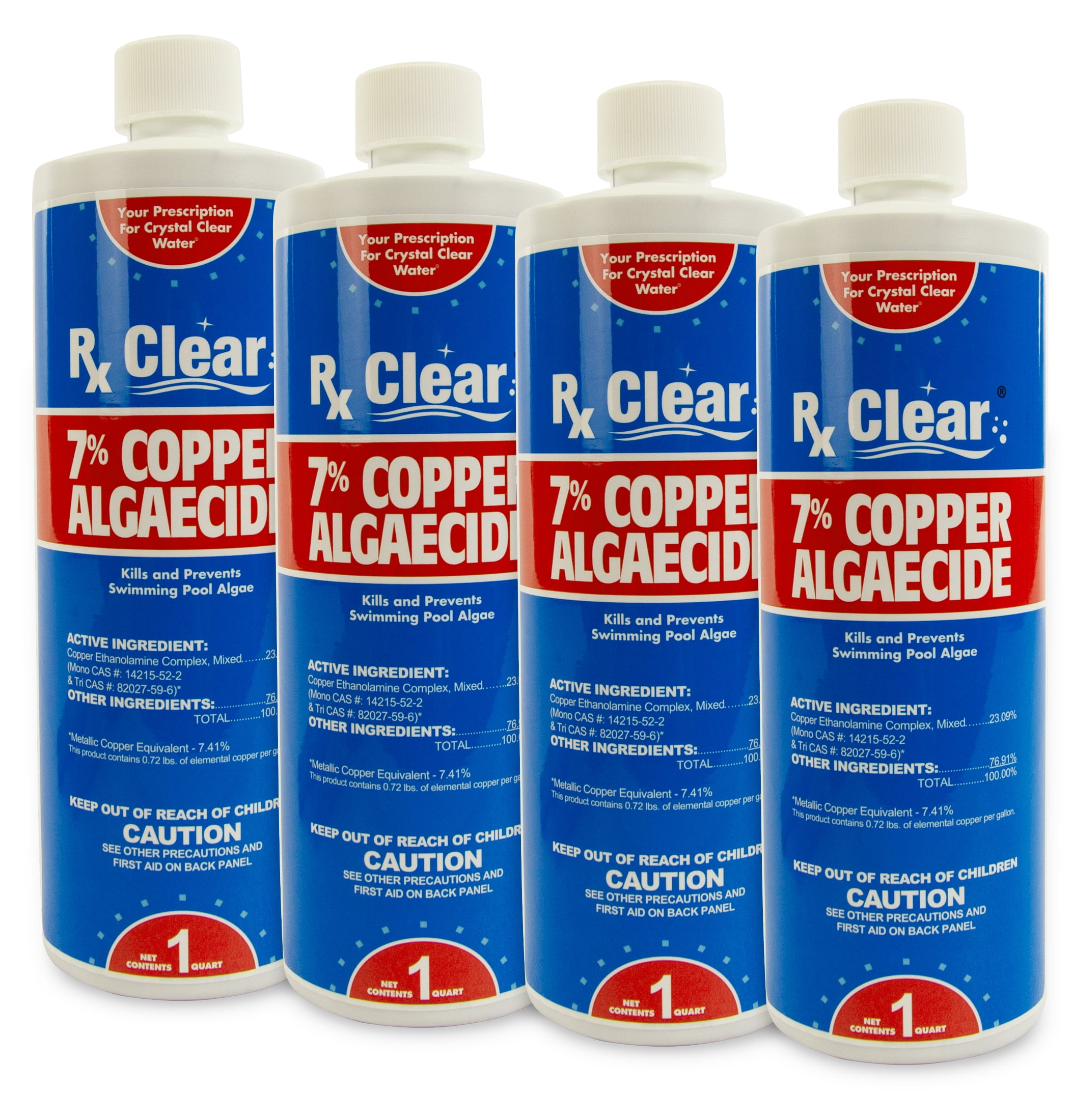 Rx Clear 7 Copper Algaecide for Swimming Pools 4 Pack