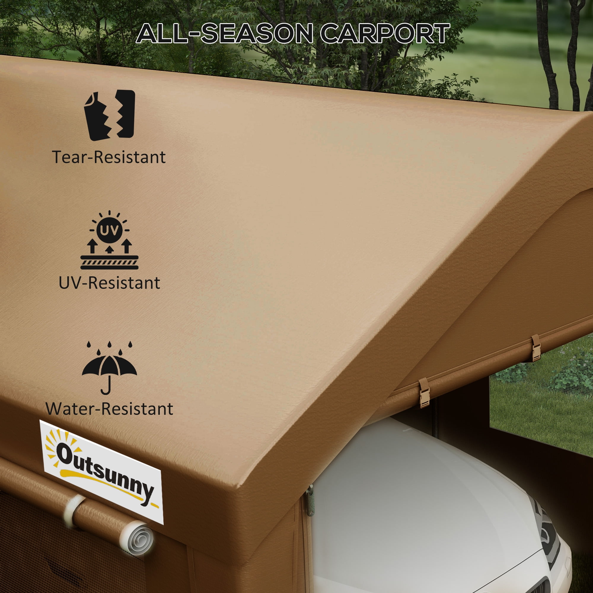 Outsunny 235.00 x 119.00 x 108.25 inches Tan Carport