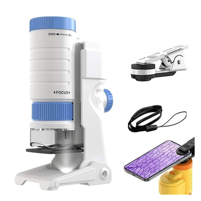 Handheld Microscope, Portable Mini Microscope with Phone Adapter, Optical Grade HD Lenses