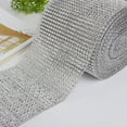 thumbnail image 3 of CIMAXIC birthday Sparkling Rhinestone Diamond Ribbon Mesh Roll for Wedding Cakes Birthday Party Decor Baby Shower Events and Arts and Crafts Projects 1 Yard x 4.7" (Silver),36"X4.72"X0.04", 3 of 5