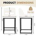 thumbnail image 2 of ClinQ Counter Height Bar Stools Set of 3, Hollow Back Kitchen Island Barstools, Upholstered Faux Leather Counter Stools with Metal Frame, Beige, 2 of 4