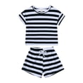 thumbnail image 1 of Ensemble de Tenues pour Garçons Chemise à Rayures Ensemble Court Col Rond Garçons d'Été 2-3 Ans Vêtements pour Bébé Garçon, 1 of 2