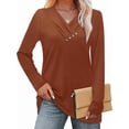 thumbnail image 2 of Women Long Sleeve Tunic Shirts Fall Outfits V Neck T Shirts Button Down Tunic Tops Fashion Clothing Business Tops Casual Loose Work Clothes Sweatshirt, 2 of 4