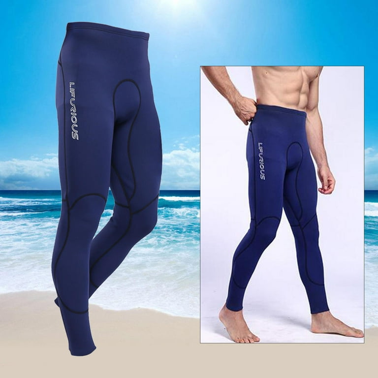 Mens Wetsuit Pants Neoprene Keep Warm 2mm for Surfing, Size: Large, Blue