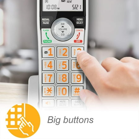 AT&T - CL82407 DECT 6.0 Expandable Cordless Phone System with Digital Answering System and Smart Call Blocker - Silver/black