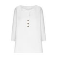 thumbnail image 7 of Spring Summer 3/4 Length Sleeve Tops for Womens Henley Neck Tees Button Down Tee Shirts Baggy Boho Dressy Shirts Plain Classic Tunic Blouses Going Out Beach Holiday Clothes, 7 of 7