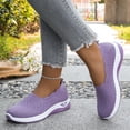 thumbnail image 5 of Vibrex Women's Hollow Knitted Slip On Walking Shoes Comfortable Breathable Mesh Shoes Lightweight Sneakers Soft-Soled Flat Shoes, 5 of 9