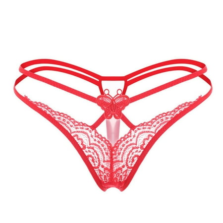 

ZMHEGW Panties For Womens Butterfly T Transparent Lace Low Waist Ladies Breathable Stretch Women Underwear Thongs