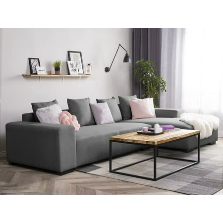 Modern Sectional Sofa Dark Gray Fabric Left Hand Chaise Lungo Modern Sectional Sofa Dark Gray Fabric Left Hand Chaise Lungo