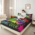 thumbnail image 4 of Homewish Abstract Gradient Gamer 4 Pieces Queen Sheet Sets For Kids Teens Adults,Video Game Ultra Soft Flat Sheet,Hippie Graffiti Splash Queen Fitted Sheet,Super Cozy Room Decor, 4 of 7