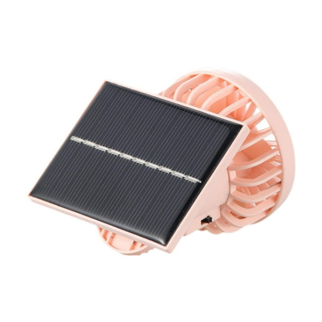 Clip en el ventilador Hands libres de ventilador ligero con energía solar para actividades al aire libre de barbacoa de montañismo de verano Rosa