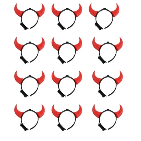 12 Pack Light up Red Devil Horns, Glowing Headwear for Children, Kids, Unisex. Perfect Accessory to Complete Your Devilish Costume!