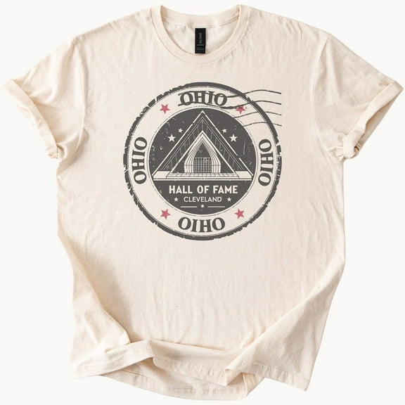 Kiraa Tee with Ohio Hall Of Fame Cleveland Graphic T Shirt Rock And Roll Music Pyramid Landmark Souvenir Tee Unique Ohio Gift Shirt For Music Fans Birthday Gifts; For Men & Women
