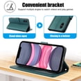 thumbnail image 5 of Allytechgroup Wallet Phone Case for iPhone XR, Built-in Credit Card Slot Shoulder Strap Wrtst Strap PU Leather RFID Blocking Shockproof Full Body Cover for Women Girls, Green, 5 of 8