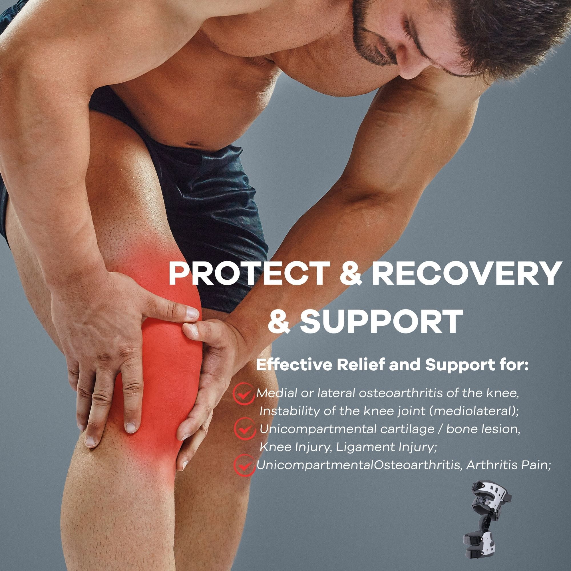 OA Unloader Knee Brace, OA Knee Brace Medial Unloader Knee Support for Osteoarthritis, Arthritis Pain, Avascular Necrosis, Bone on Bone Knee Joint Pain and Degeneration