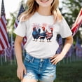 thumbnail image 2 of Tfken Summer Girls Tshirts Print Short Sleeve Crew Neck Tops For Independence Day Trendy Children Soft Tops White Size 6-7 Years, 2 of 5