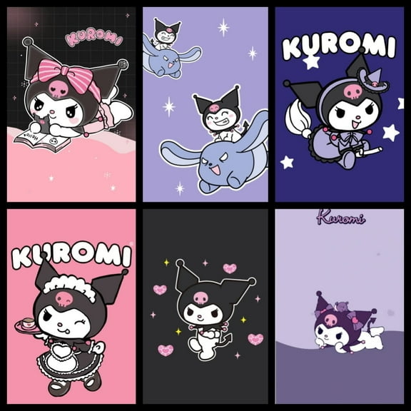 Unframed Kuromi Watercolor Posters Set of 6 Pieces (8" x 10") for Kids Bedroom Wall Decorations Game Room Nursery Decor Unframed Cartoon Anime Art Paintings Poster Gift