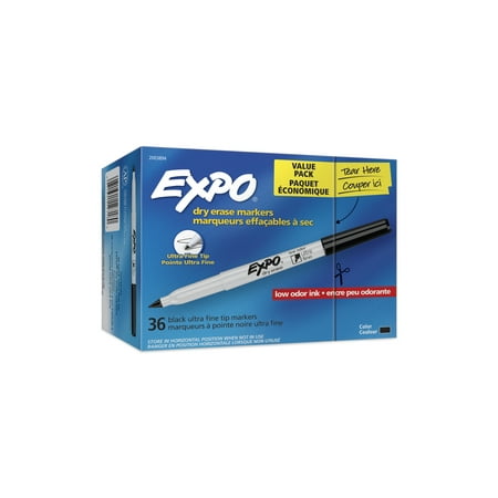 EXPO Low Odor Dry Erase Markers, Ultra Fine Tip, Black, 36 (Best Dry Erase Markers For Teachers)