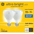 thumbnail image 3 of (2 pack) GE Ultra Bright LED Light Bulbs, 150 Watt, Soft White, BR30 Indoor Floodlight, Medium Base, Frosted, 2pk, 3 of 8