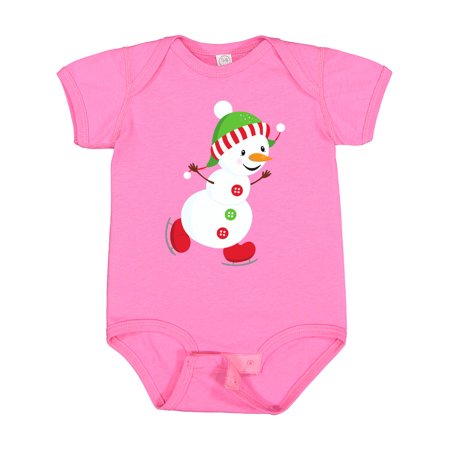 

Inktastic Ice Skating Snowman Carrot Nose Christmas Xmas Gift Baby Boy or Baby Girl Bodysuit
