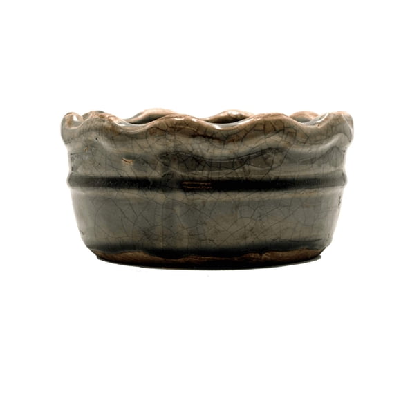 Swan Creek Bourbon Maple Sugar Ruffled Bowl Candle (Color: Steel Grey)