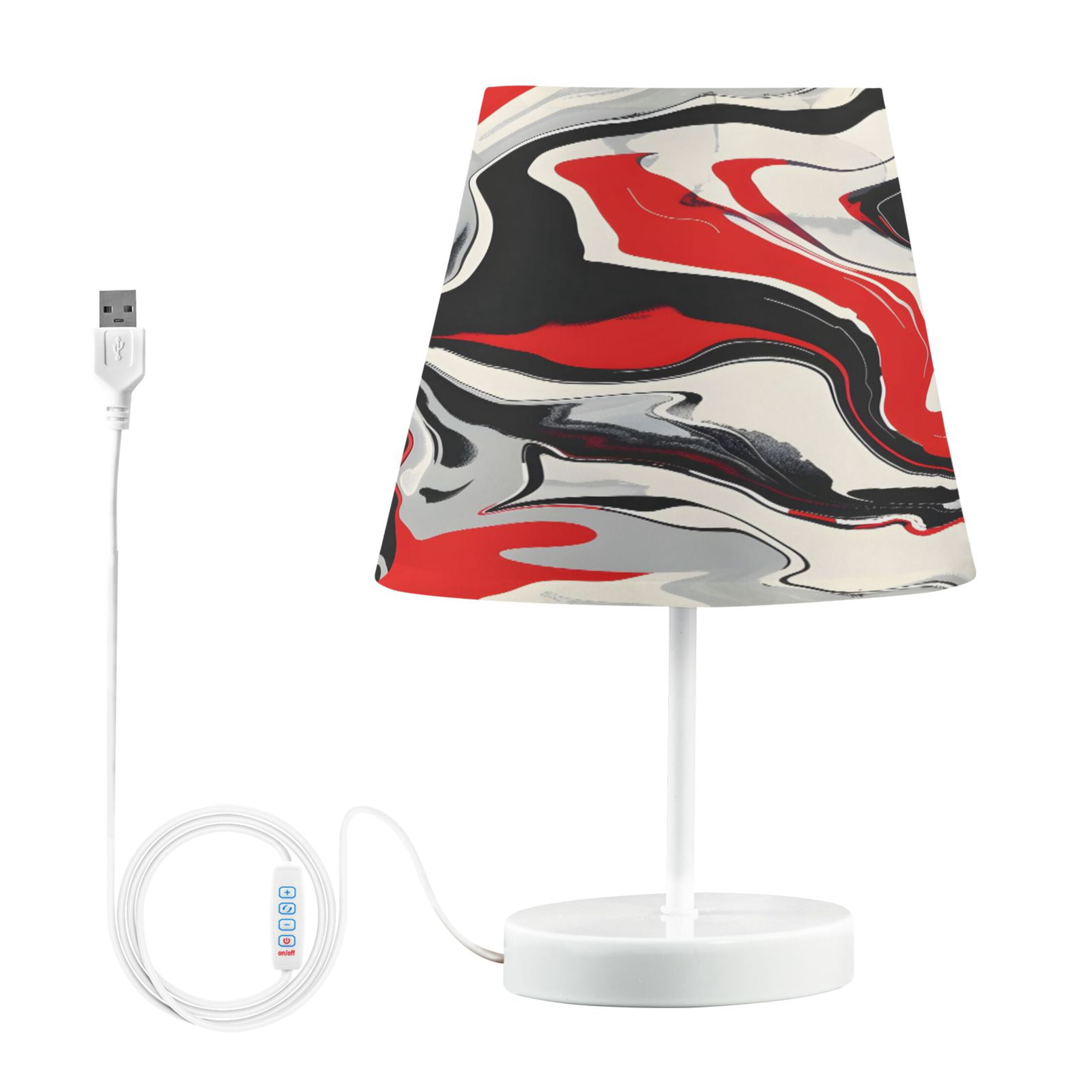 Red Black Liquid Marble Desk Lamp LED Table Nightstand Lamps with 3 Color Temperatures for Home Bedroom Living Room Decor 8x12