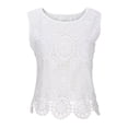 thumbnail image 4 of Sakmal Lace Tank Tops Women White Crew Neck Slim Fitted Shirts Beach Vacation Solid Tank Tops for Women L, 4 of 6