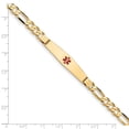 thumbnail image 3 of 14K Medical Soft Diamond Shape Red Enamel Figaro ID Bracelet in 14k Yellow Gold, 3 of 3