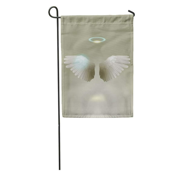 POGLIP White Angel Wings Feather Mythical Religion Spirit Bird Garden Flag Decorative Flag House Banner 12x18 inch