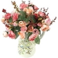 thumbnail image 1 of Xiao Hua Ramo de 21 cabezas de rosas artificiales de seda, hojas para decoración de hogar, jardín, interior y exterior, para bodas, fiestas, oficina y escritorio, color rosa, 1 of 5