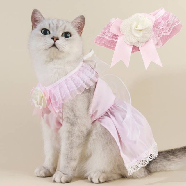CBFFDC Pet Neck Circle Pet Collar Princess Style Three dimensional Flower Lace Comfortable Wear Elastic Strap Up Adorable Triangle Dogs Cats