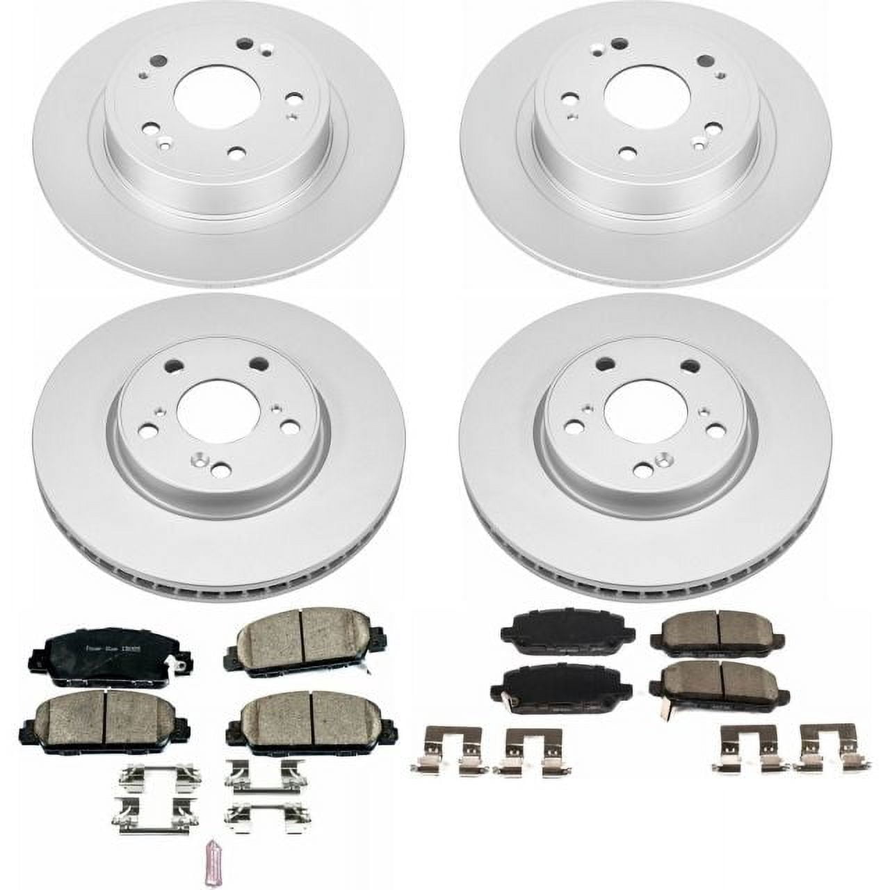 PowerStop Front and Rear Geomet Coated Brake Rotor and Pad Kit Fits: HONDA Select Models CRK7349