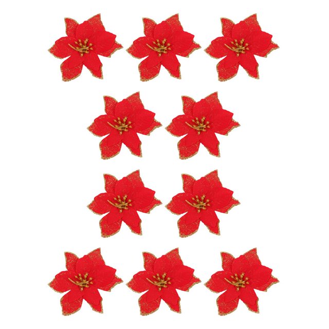 Ounissouiy Árbol de Navidad Decorativo Flor Falsa Desmontable Jardín de Moda Boda Festival Artificial Flores Navidad Rojo rojo navideño 10Conjunto
