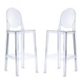 thumbnail image 1 of Plastic Transparent Clear Bar Stool, Bar Stool Pub Chair Kitchen Island Counter, with Backrest & Footrest Stool set 2, 1 of 3