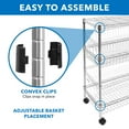 thumbnail image 5 of Mount-It! 3-Tier Rolling Utility Cart, High Strength Steel, Corrosion Resistant, Silver, 5 of 7