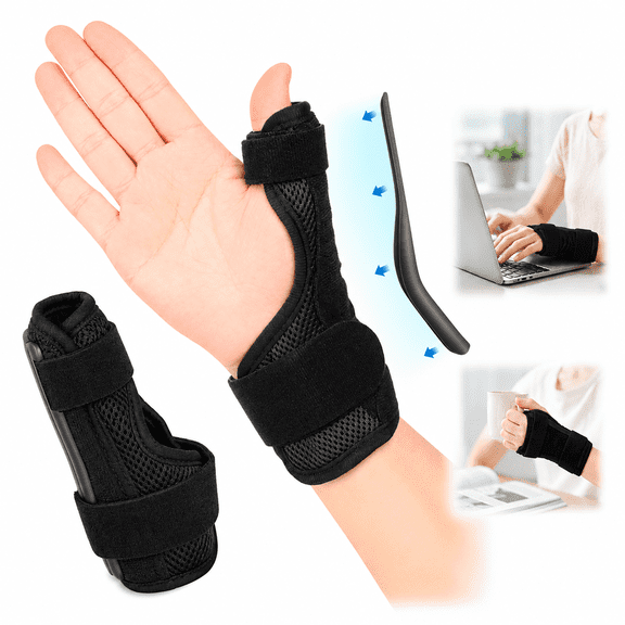 UstrisThumb Brace for Men and Women, CMC Joint Thumb Spica Splint for Pain Relief, Tendonitis, Thumb Wrist Stabilization Support for Right or Left Hand (A-Black)