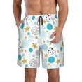 thumbnail image 1 of Balery Gold Stars Blue Dots Pattern Traje de Baño Estilo Hawaiano para Hombre, Shorts de Secado Rápido con Bolsillos-Medium, 1 of 6
