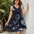 thumbnail image 3 of Space Planets Constellation Dress Summer Street Style Dresses Female Sleeveless Printed Sundress, 3 of 7