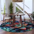 thumbnail image 4 of Teal Red Ombre Succulent Round Area Rug 5ft, Abstract Art Botanical Washable Non-Slip Circle Rugs for Bedroom Living Room Kitchen, Soft Low Pile Carpet for Dining Room Playroom Nursery, 4 of 9