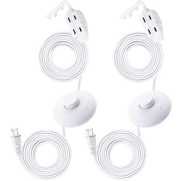 Extension Cord, 9 Feet 3 Outlets Power Cord with On/Off Switch for Indoor Use, Safety Outlet Cover, ETL Listed - 2 Pack