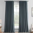 thumbnail image 3 of Exclusive Fabrics  Lounge Embossed Velvet Curtains - Room Darkening Rod Pocket Curtain for Bedroom & Living Room (1 Panel) 50 X 108 - Deep Blue, 3 of 5